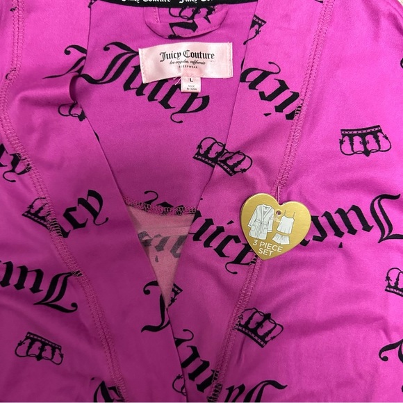 Juicy Couture 3PC Hot Pink Robe Set - Picture 8 of 10
